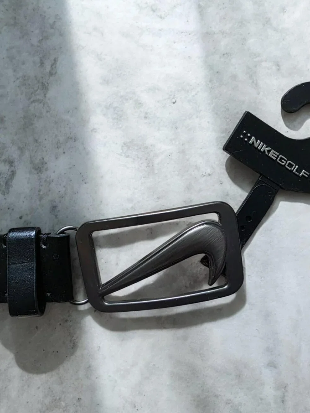 NWT NIKE ( 34 ) Golf Belt Black Leather Silver Buckle Hardware